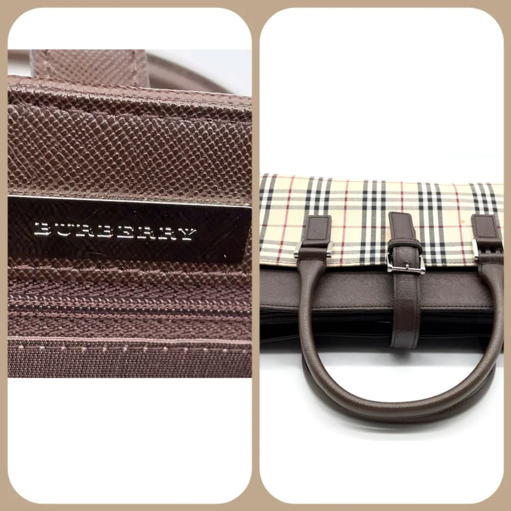 SALE! Authentic Burberry Nova Check Leather Beige/Brown Handbag W/DB - Picture 10 of 14